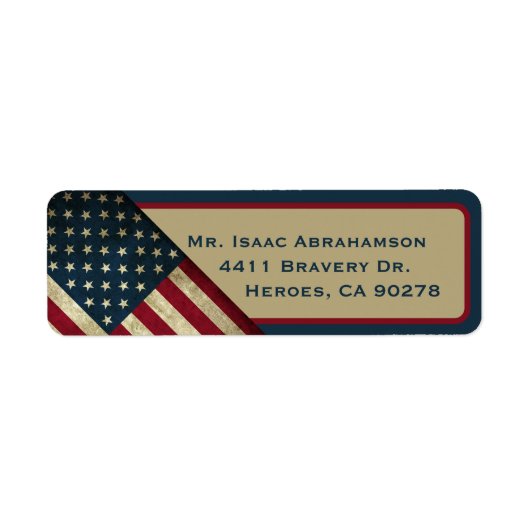 Patriottische Amerikaanse Vlag Retouradres Label (Voorkant)