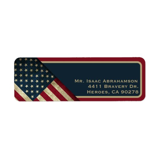 Patriottische Amerikaanse Vlag Retouradres Label (Voorkant)