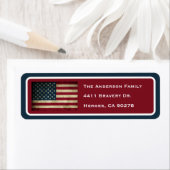 Patriottische Amerikaanse Vlag Retouradres Label (Insitu)