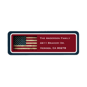 Patriottische Amerikaanse Vlag Retouradres Label