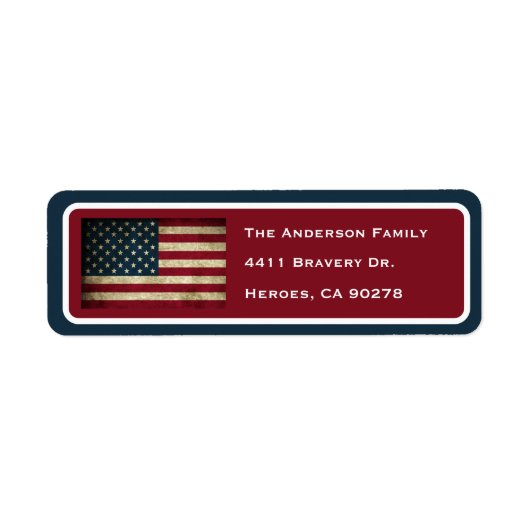 Patriottische Amerikaanse Vlag Retouradres Label (Voorkant)