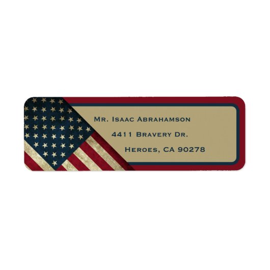 Patriottische Amerikaanse Vlag Retouradres Label (Voorkant)
