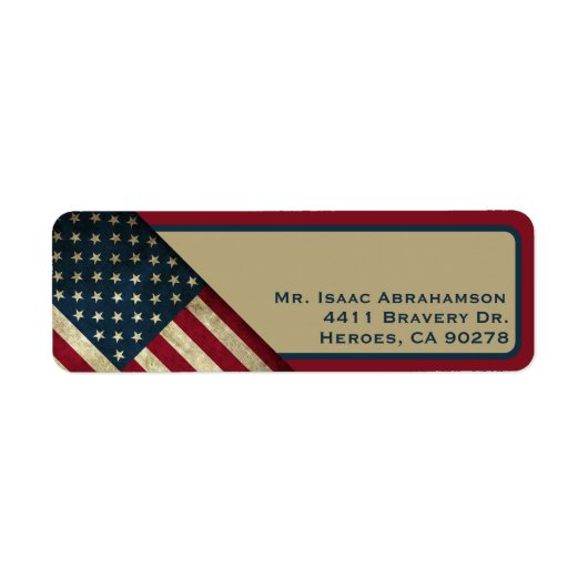 Patriottische Amerikaanse Vlag Retouradres Label (Voorkant)