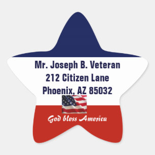 Patriottische Amerikaanse vlag retouradres Ster Sticker