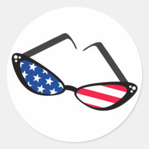 Patriottische Amerikaanse vlag Retro Cat Eye Zonne Ronde Sticker
