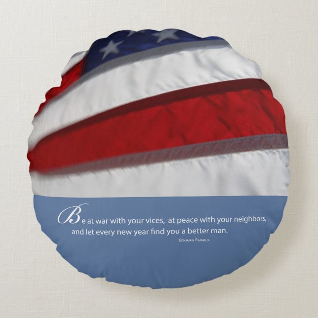Patriottische, Amerikaanse vlag Rond Kussen (Voorkant)