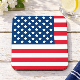Patriottische Amerikaanse Vlag Rood Wit Blauw Bier Onderzetter
