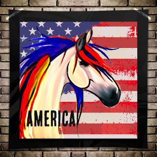 Patriottische Amerikaanse vlag Rood Wit en Blauw P Poster