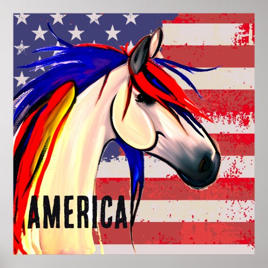 Patriottische Amerikaanse vlag Rood Wit en Blauw P Poster (Voorkant)