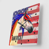 Patriottische Amerikaanse vlag Rood Wit en Blauw P Vierkante Klok (Hoek)