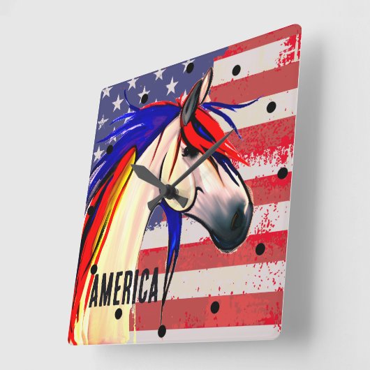 Patriottische Amerikaanse vlag Rood Wit en Blauw P Vierkante Klok (Hoek)
