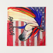 Patriottische Amerikaanse vlag Rood Wit en Blauw P Wandkleed (Voorkant (horizontaal))