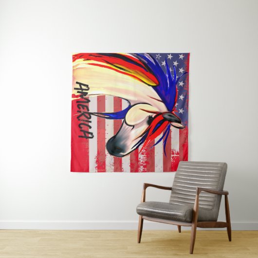 Patriottische Amerikaanse vlag Rood Wit en Blauw P Wandkleed (In Situ (horizontaal))