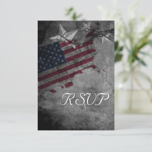 Patriottische Amerikaanse vlag RSVP Kaartje (Staand voorkant)