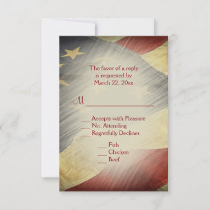 Patriottische Amerikaanse vlag RSVP met menuopties Kaartje