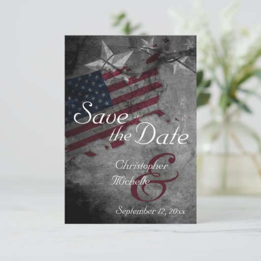 Patriottische Amerikaanse vlag Save The Date (Staand voorkant)