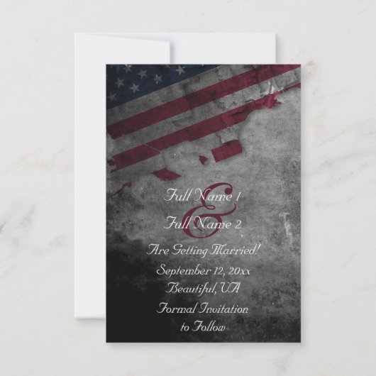 Patriottische Amerikaanse vlag Save The Date (Achterkant)