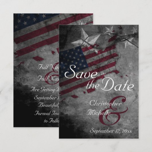 Patriottische Amerikaanse vlag Save The Date (Voorkant / Achterkant)