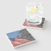 Patriottische Amerikaanse vlag-, schip- en slachte Stenen Onderzetter (Zijkant)