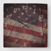 Patriottische Amerikaanse vlag segment over landel Vierkante Klok (Voorkant)