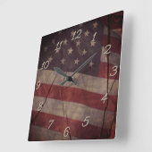 Patriottische Amerikaanse vlag segment over landel Vierkante Klok (Hoek)