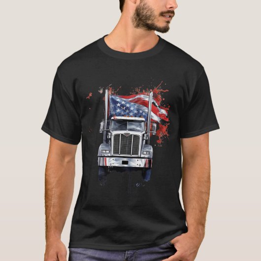 Patriottische Amerikaanse vlag Semi T-shirt (Voorkant)