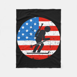 Patriottische Amerikaanse vlag ski biatlon atleet  Fleece Deken