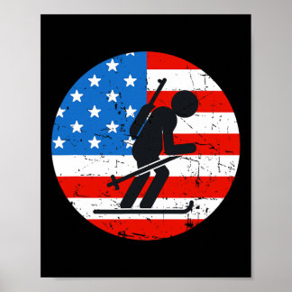 Patriottische Amerikaanse vlag ski biatlon atleet  Poster