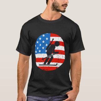 Patriottische Amerikaanse vlag ski biatlon atleet  T-shirt