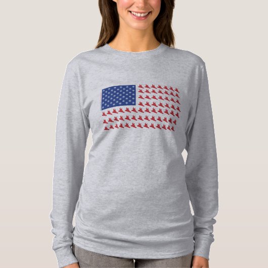 Patriottische Amerikaanse vlag Snowboarder T-shirt (Voorkant)