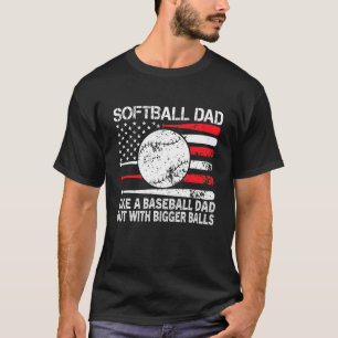 Patriottische Amerikaanse vlag Softball Papa Als e T-shirt