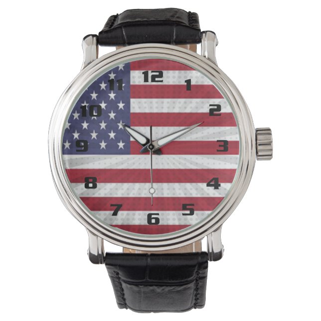 Patriottische Amerikaanse vlag speciale uitvoering Horloge (Voorkant)