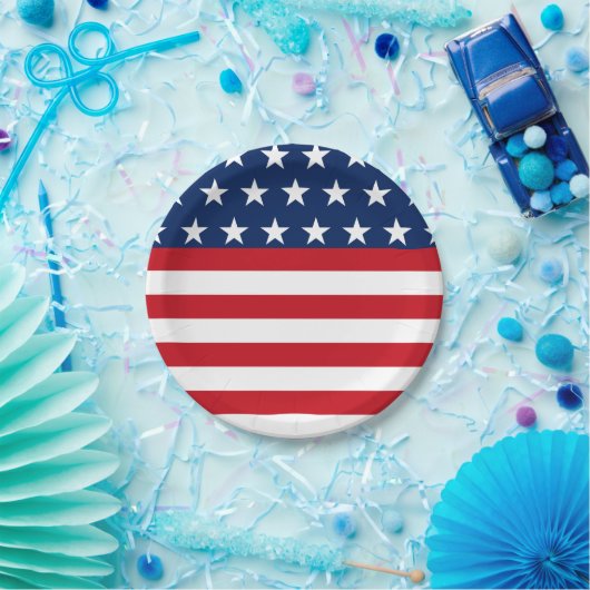 Patriottische Amerikaanse vlag Star en Stripes USA Papieren Bordje (Feest)