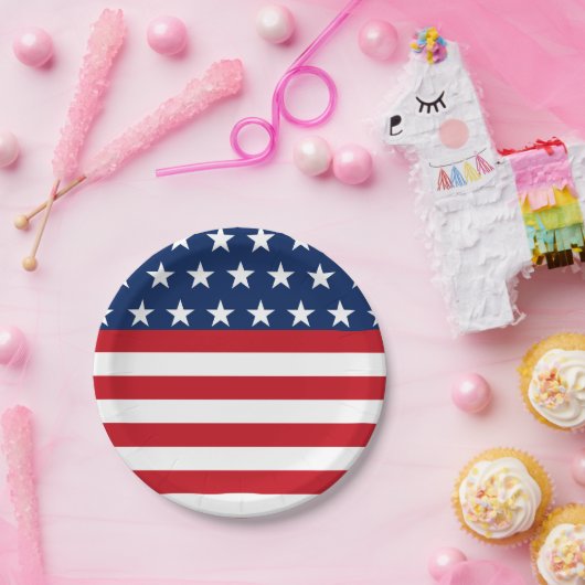 Patriottische Amerikaanse vlag Star en Stripes USA Papieren Bordje (Feest)