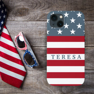 Patriottische Amerikaanse Vlag Sterren en Strepen iPhone 13 Hoesje