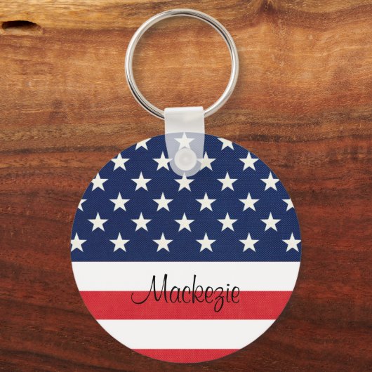Patriottische Amerikaanse vlag sterren en strepen  Sleutelhanger (Achterkant)