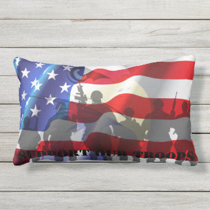 Patriottische Amerikaanse vlag steun onze troepen Buitenkussen