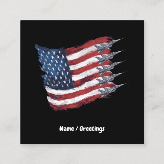 Patriottische Amerikaanse vlag straaljagers 4 juli Vierkante Visitekaartje (Voorkant)