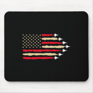 Patriottische Amerikaanse vlag straaljagers vliegt Muismat