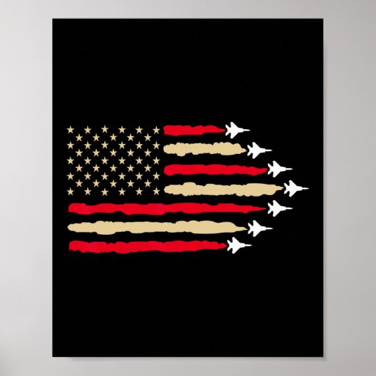 Patriottische Amerikaanse vlag straaljagers vliegt Poster (Voorkant)