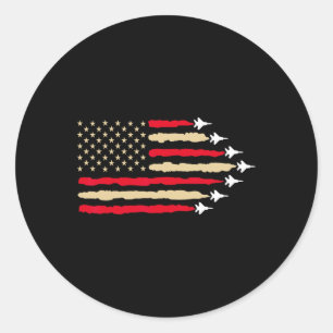 Patriottische Amerikaanse vlag straaljagers vliegt Ronde Sticker