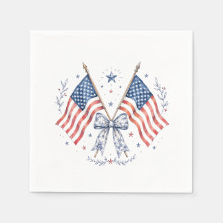 Patriottische Amerikaanse Vlag Strik Cocktailserve Servet