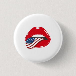 Patriottische Amerikaanse Vlag Tong Uit Lippen Ronde Button 3,2 Cm