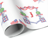 Patriottische Amerikaanse vlag Topiary Monogram Cr Cadeaupapier (Rol Hoek)