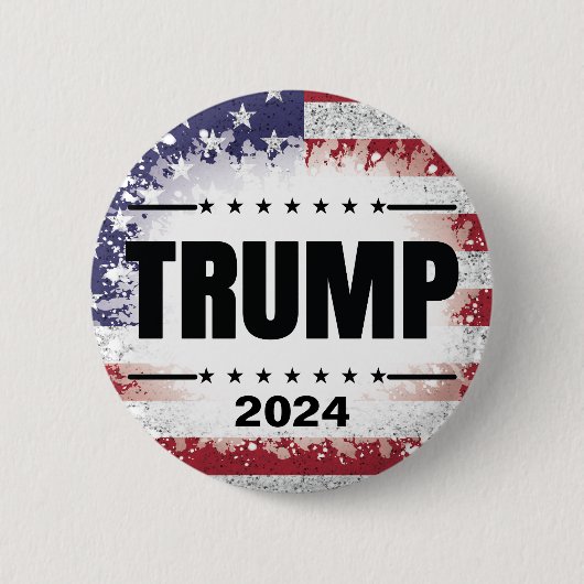 Patriottische Amerikaanse vlag Trump 2024 Ronde Button 5,7 Cm (Voorkant)