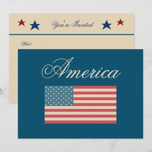 Patriottische Amerikaanse Vlag Uitnodigingen (Voorkant / Achterkant)