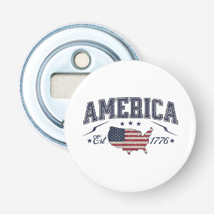 Patriottische Amerikaanse Vlag USA Est 1776 4 juli Button Flesopener