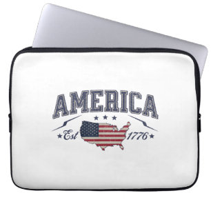 Patriottische Amerikaanse Vlag USA Est 1776 4 juli Laptop Sleeve
