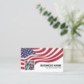 Patriottische Amerikaanse Vlag Veteraan Service QR Visitekaartje (Staand voorkant)