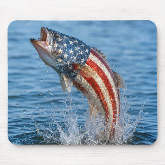 Patriottische Amerikaanse Vlag Vis Muismat (Voorkant)
